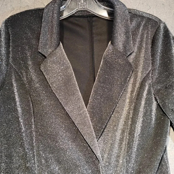 Amisu Women's Silver Long Sleeve Metallic Double Breasted  Blazer in Size 38 - Picture 3 of 11